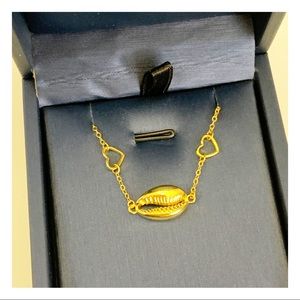 Gold vermeil sterling silver heart and cowrie puka shell bracelet anklet